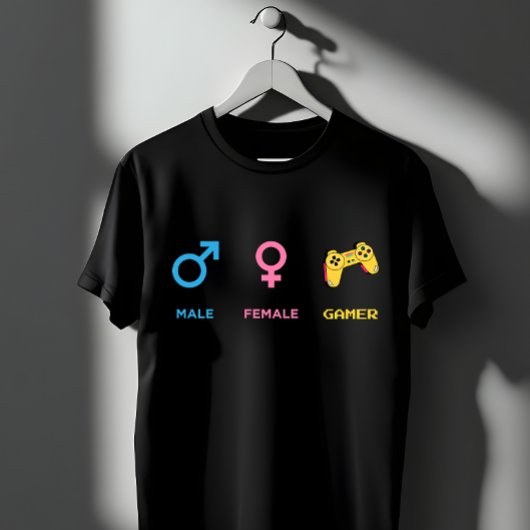ゲーマー性別シンボルコントローラー面白いデザイン Tシャツ