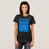 ゲーマー栄養ファクトおもしろいゲーマーシャツ Tシャツ (正面フル)