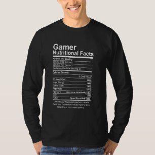 ゲーマー栄養ファクトカッコいいゲーマービデオゲーム資金 Tシャツ