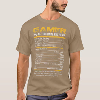 ゲーマー栄養ファクトカッコいいゲーマービデオゲーム資金 Tシャツ