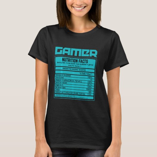 ゲーマー栄養ファクトゲーミングゲーム Tシャツ (正面)
