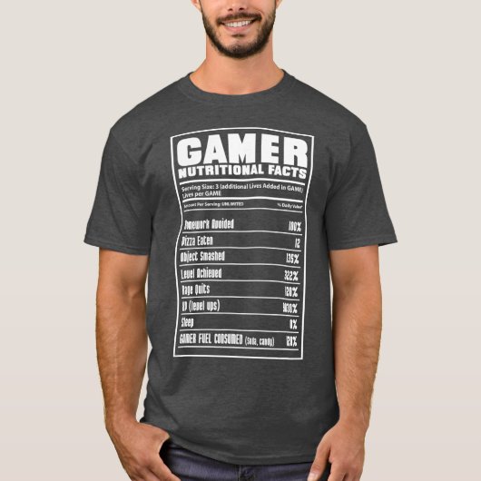 ゲーマー栄養ファクトゲーム Tシャツ (正面)