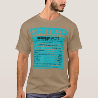 ゲーマー栄養成分表示 楽しいゲーム好きな人へのギフト Tシャツ