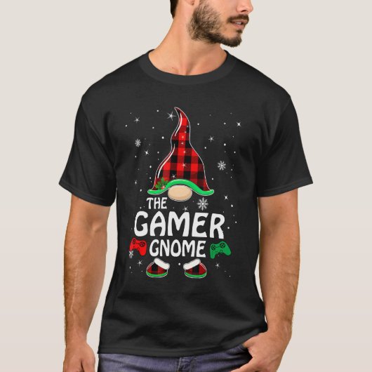 ゲーマー格言バッファロープレイドマッチングファミリークリスマ Tシャツ (正面)