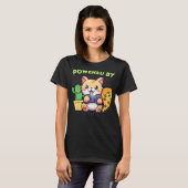 ゲーマー猫がピザを育てる 笑えるゲーミングデザイン Tシャツ (正面フル)