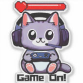 ゲーマー猫ゲームと健康バー シール (正面)