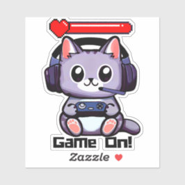 ゲーマー猫ゲームと健康バー シール