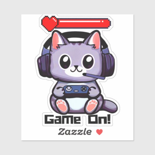 ゲーマー猫ゲームと健康バー シール (シート)