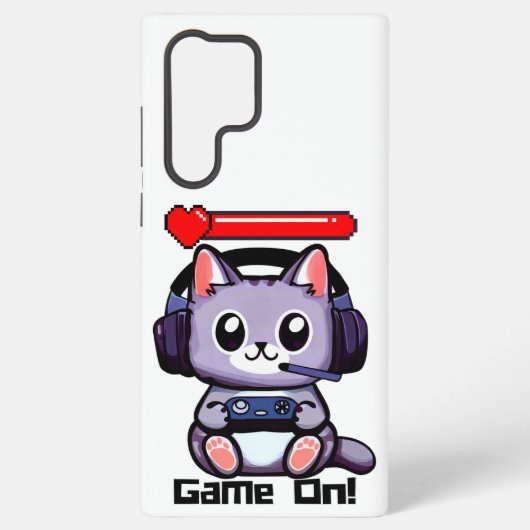 ゲーマー猫ゲームと健康バー SAMSUNG GALAXYケース (裏面)