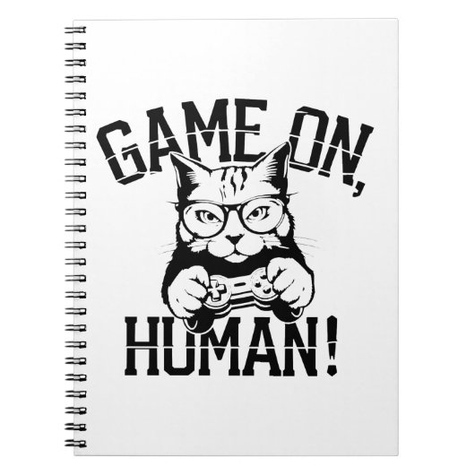 ゲーマー猫デザインゲームon人間 – かわいいおもしろい猫 ノートブック (正面)