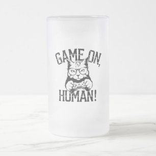 ゲーマー猫デザインゲームon人間 – かわいいおもしろい猫 フロストグラスビールジョッキ