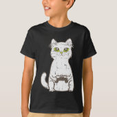 ゲーマー猫ビデオゲームコントローラかわいいゲームギークG Tシャツ (正面)