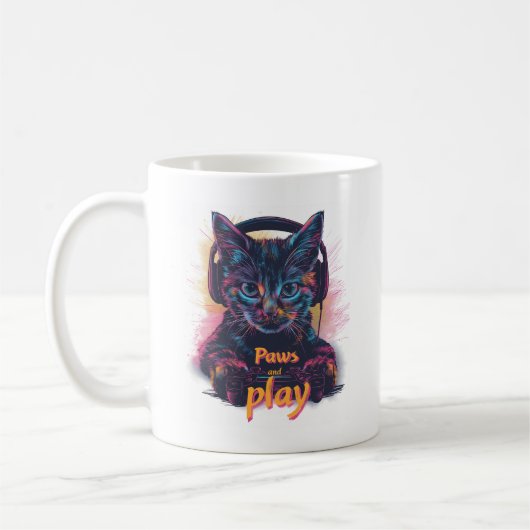 ゲーマー猫レベルアップ コーヒーマグカップ (左)