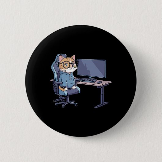 ゲーマー猫隊面白ミーム1 缶バッジ (正面)