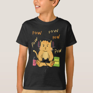 ゲーマー猫 かわいい子猫 ヘッドホン コントローラー おやつ Tシャツ