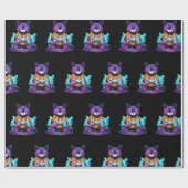 ゲーマー猫、ゲームコントローラー付き子猫アニメスタイル ラッピングペーパー (フラット)