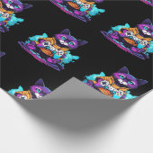 ゲーマー猫、ゲームコントローラー付き子猫アニメスタイル ラッピングペーパー (角)