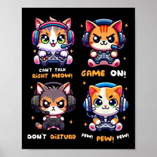 ゲーマー猫 楽しいゲーム 動画ゲーム Pew 少年 少女 ポスター (正面)