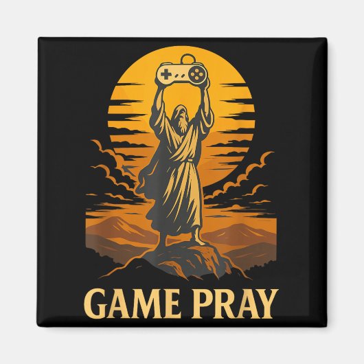ゲーマー用おもしろミーム 復活の祈り レトロ風ビデオゲーム マグネット (正面)