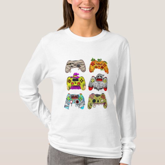 ゲーマー用ゾンビコントローラハロウィーンTシャツ Tシャツ (正面)