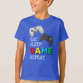 ゲーマー用 Eat Sleep Game Repeat Tシャツ (正面)