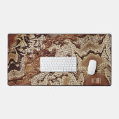 ゲーマー男らしモザイクパーソナライズされたブラウン デスクマット (キーボード&マウス)