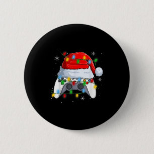ゲーマー男子のためのゲームコントローラークリスマスイルミネーション 缶バッジ