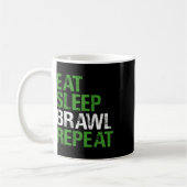 ゲーマー男子のための面白ゲームデザイン Eat Sleep Brawl Repeat コーヒーマグカップ (左)