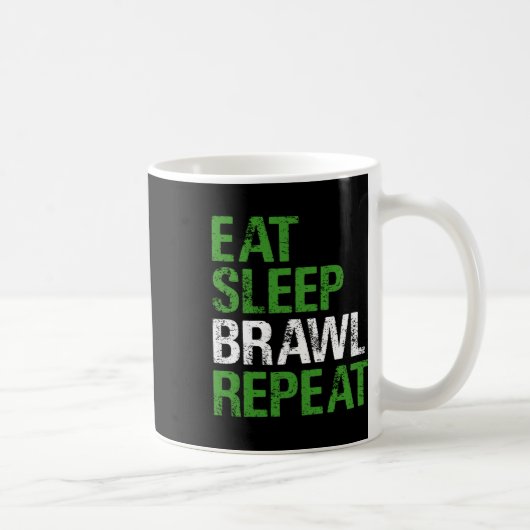ゲーマー男子のための面白ゲームデザイン Eat Sleep Brawl Repeat コーヒーマグカップ (右)