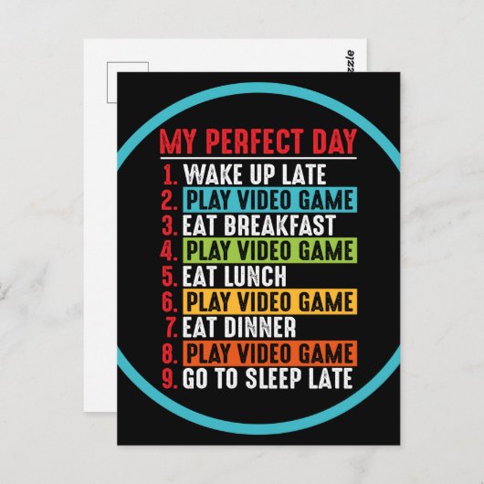ゲーマー私の完璧な日の遊ビデオゲーム ポストカード (正面/裏面)