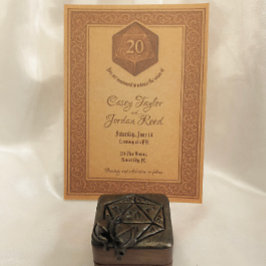 ゲーマー結婚式招待状withドラゴン&サイコロD20 招待状