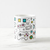 ゲーマー落書きアート クールテクノロジー ゲームパターン コーヒーマグカップ (中央)