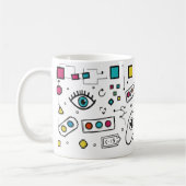 ゲーマー落書きアート クールテクノロジー ゲームパターン コーヒーマグカップ (左)
