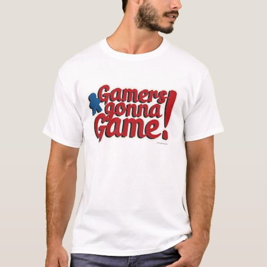 ゲーマー行くゲームおもしろいボードゲームのスローガン Tシャツ (正面)