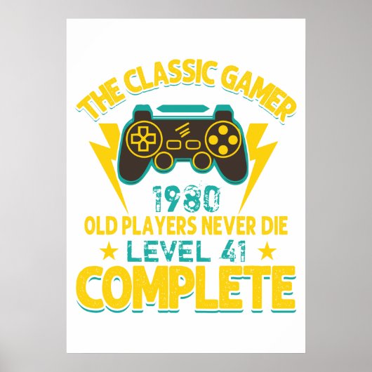 ゲーマー誕生日カスタムギフト年と年齢、クラシック ポスター (正面)