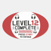 ゲーマー誕生日又は卒業 楕円形シール (正面)