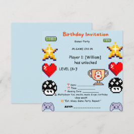ゲーマー誕生日招待状 - レトロピクセルビデオゲーム