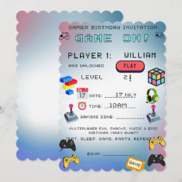 ゲーマー誕生日招待状 - レベルアップパーティーカード 招待状