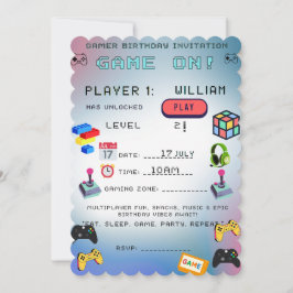ゲーマー誕生日招待状 - レベルアップパーティーカード 招待状
