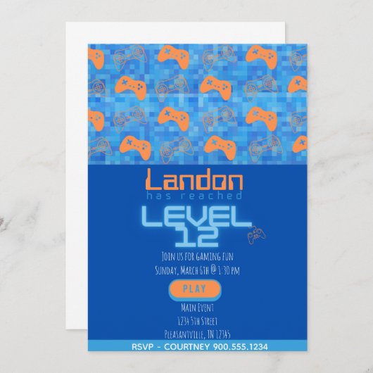 ゲーマー誕生日 招待状 (正面/裏面)
