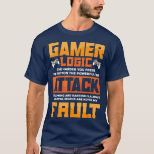 ゲーマー論理ボタンのビデオを押すのが難しい Tシャツ