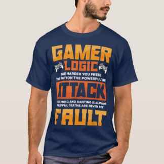 ゲーマー論理ボタンのビデオを押すのが難しい Tシャツ