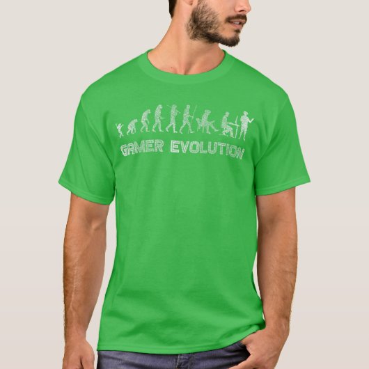 ゲーマー進化コンソールPC VRビデオゲームゲーミングre Tシャツ (正面)