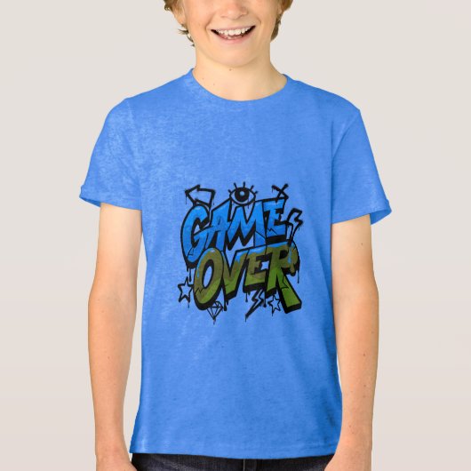 ゲーマー青春Tシャツ ゲームオーバー  トライブレンドＴシャツ (正面)