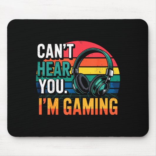 ゲーマー面白Tシャツ ゲーム中は声が聞こえない マウスパッド (正面)