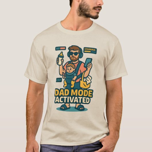 ゲーマー風の親権モード起動 - Dad Mode Activated Tシャツ (正面)