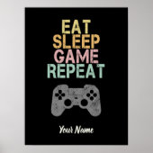 ゲーマー食べのスリープゲームリピートことわざギフト ポスター (正面)