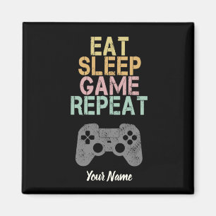 ゲーマー食べのスリープゲームリピートことわざギフト マグネット