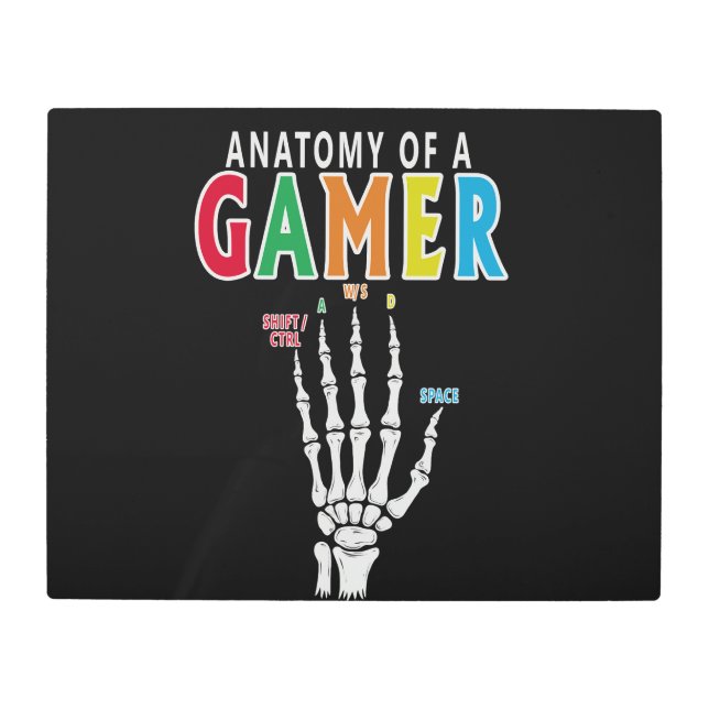 ゲーマー骨格の手のプリントの構造おもしろい メタルプリント (正面)