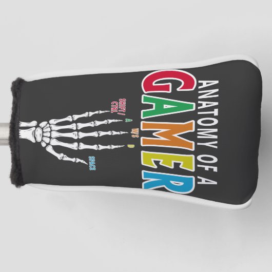 ゲーマー骨格の手の頭のカバーのおもしろい解剖学 ゴルフヘッドカバー (正面)